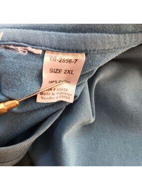 Vintage T-shirt XXL 90's Blue V-Neck Pocket Cotton Pakistan Grunge Fade Punk